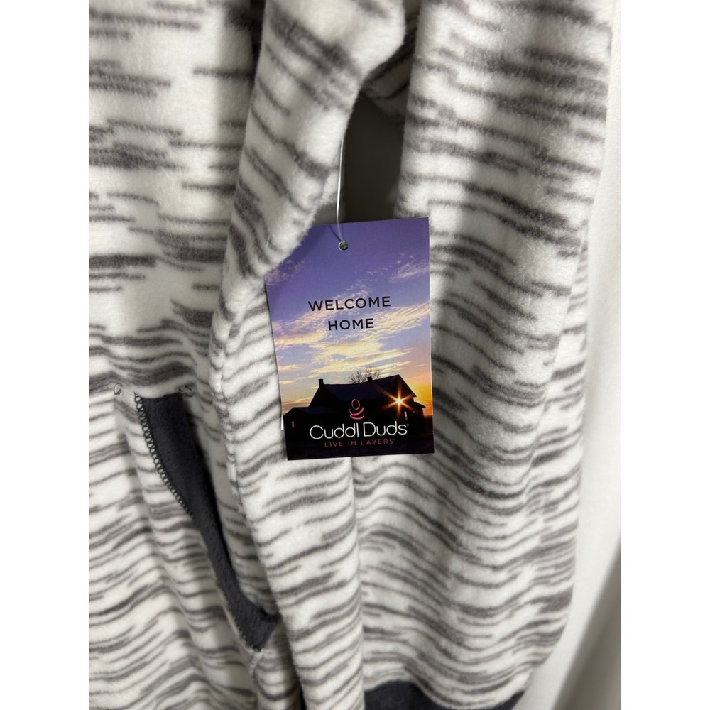 NWT Cuddl Duds Welcome Home Hooded Nightgown XL Gray White Space Dye Sleepwear - Picture 6 of 7